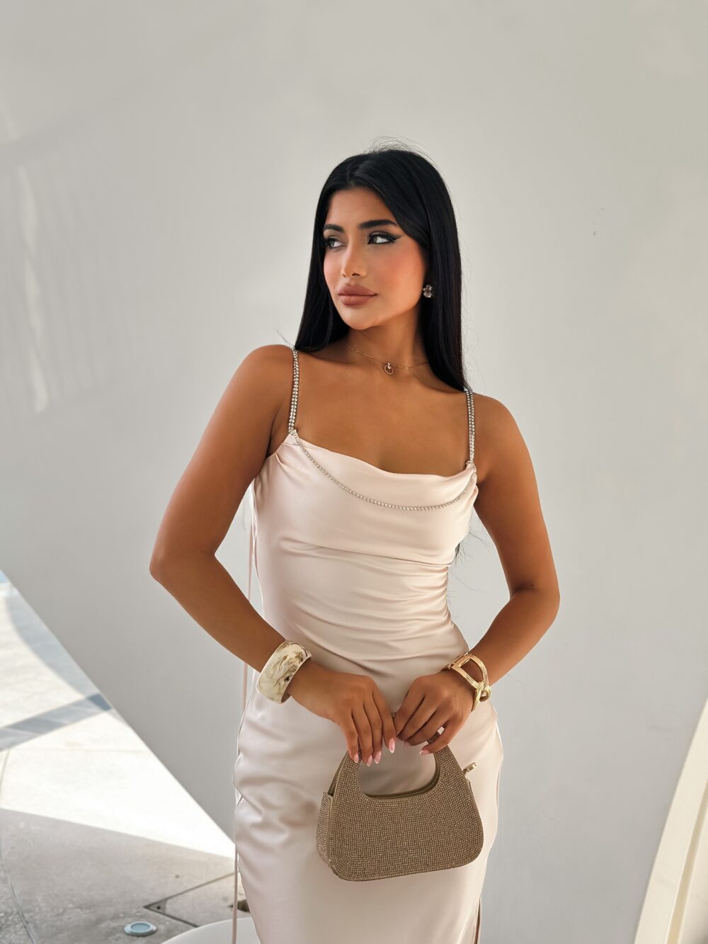 CHAMPAGNE CRYSTAL SLIP DRESS - Image 4