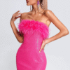 Sleeveless Spaghetti Glitter Evening Party Dresses Tight Stretch Short Dresses - Image 2