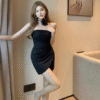 Silk Smooth Sleeveless Tight Bodycon Hip Stretch Tight with Flower Neck Elegant Noble Style Short Dresses - Image 4