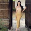 Sleeveless Tight Stretch Gradient Color Dress Long Elegant Party Daily Temperament Skirt - Image 2