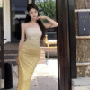 Sleeveless Tight Stretch Gradient Color Dress Long Elegant Party Daily Temperament Skirt - Image 3