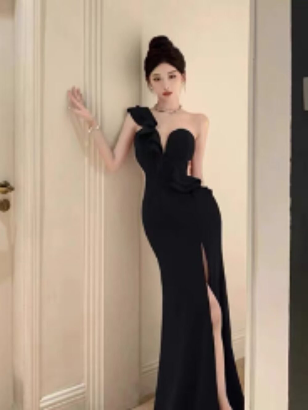 BLACK ORCHID RUFFLE GOWN - Image 4