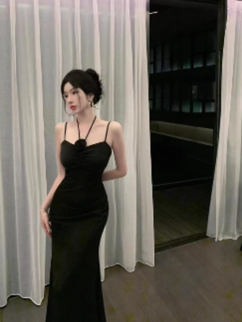BLOOM RUCHED SATIN DRESS - Image 3