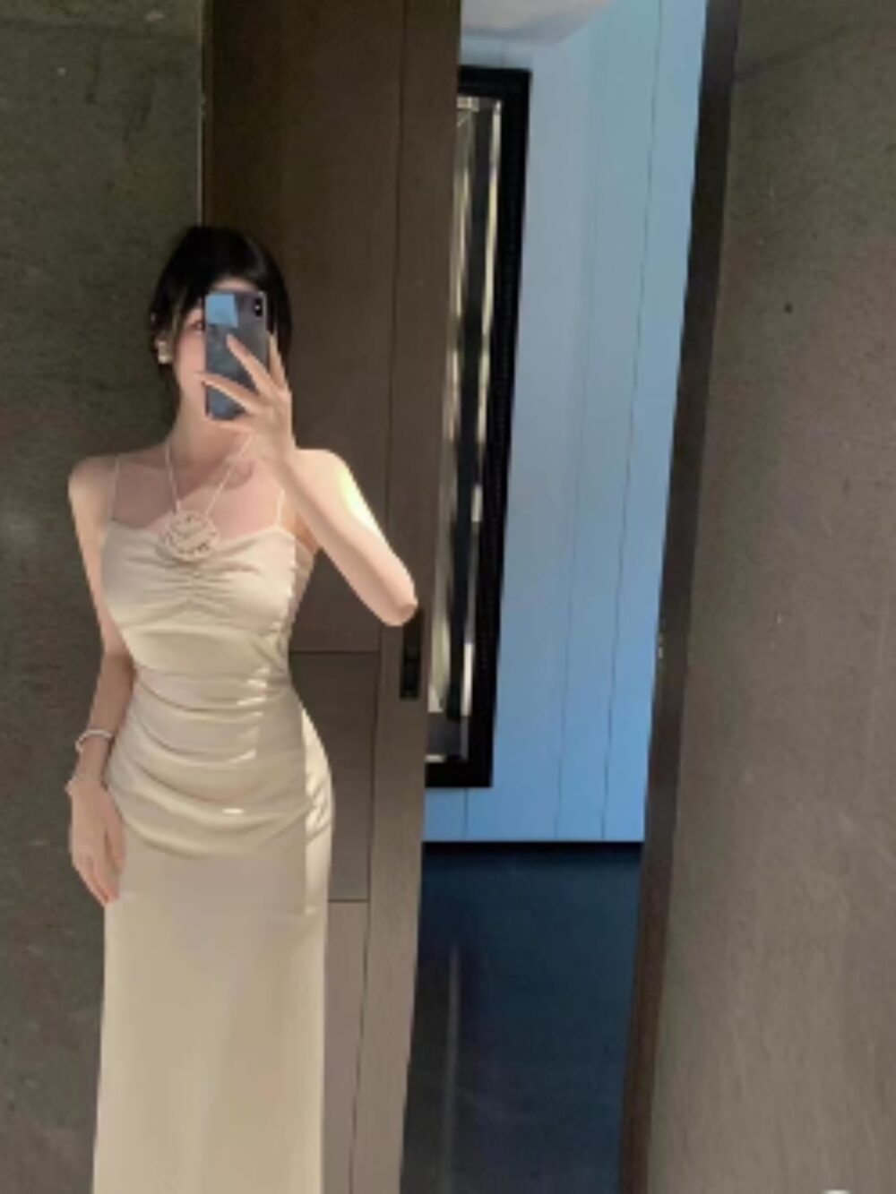 BLOOM RUCHED SATIN DRESS - Image 2