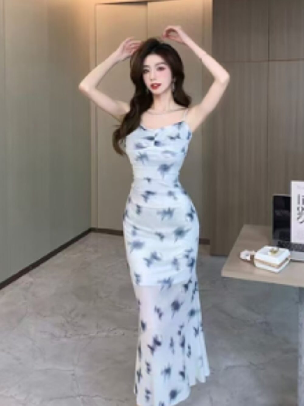 CLOUD MIST WATERCOLOR SLIP DRESS - Image 2