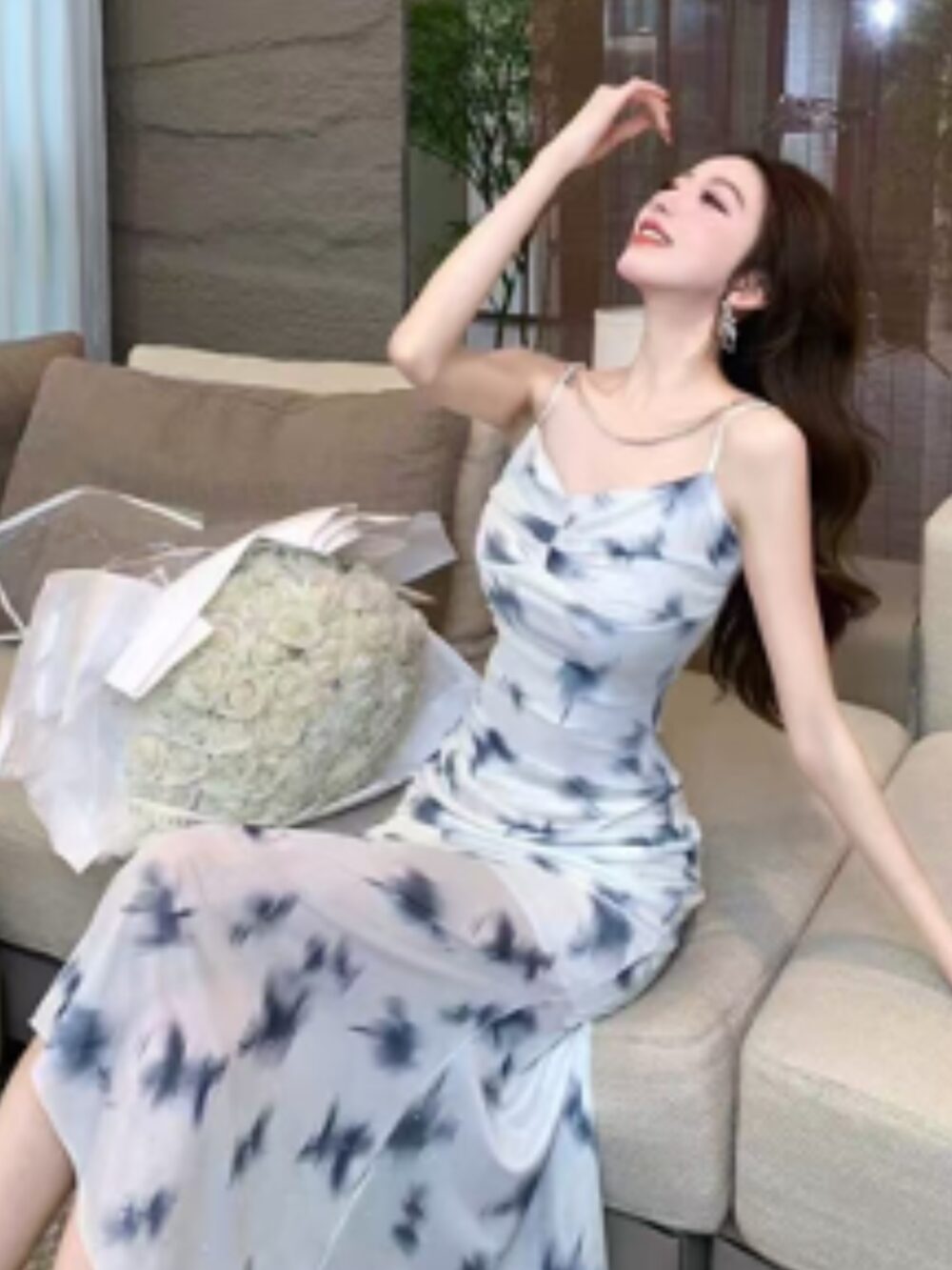 CLOUD MIST WATERCOLOR SLIP DRESS - Image 3