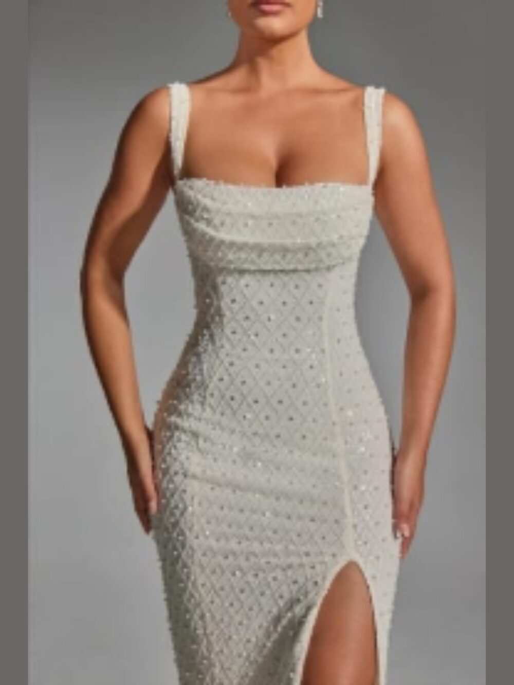 CRYSTAL DRAPE-FRONT MIDI GOWN - Image 3