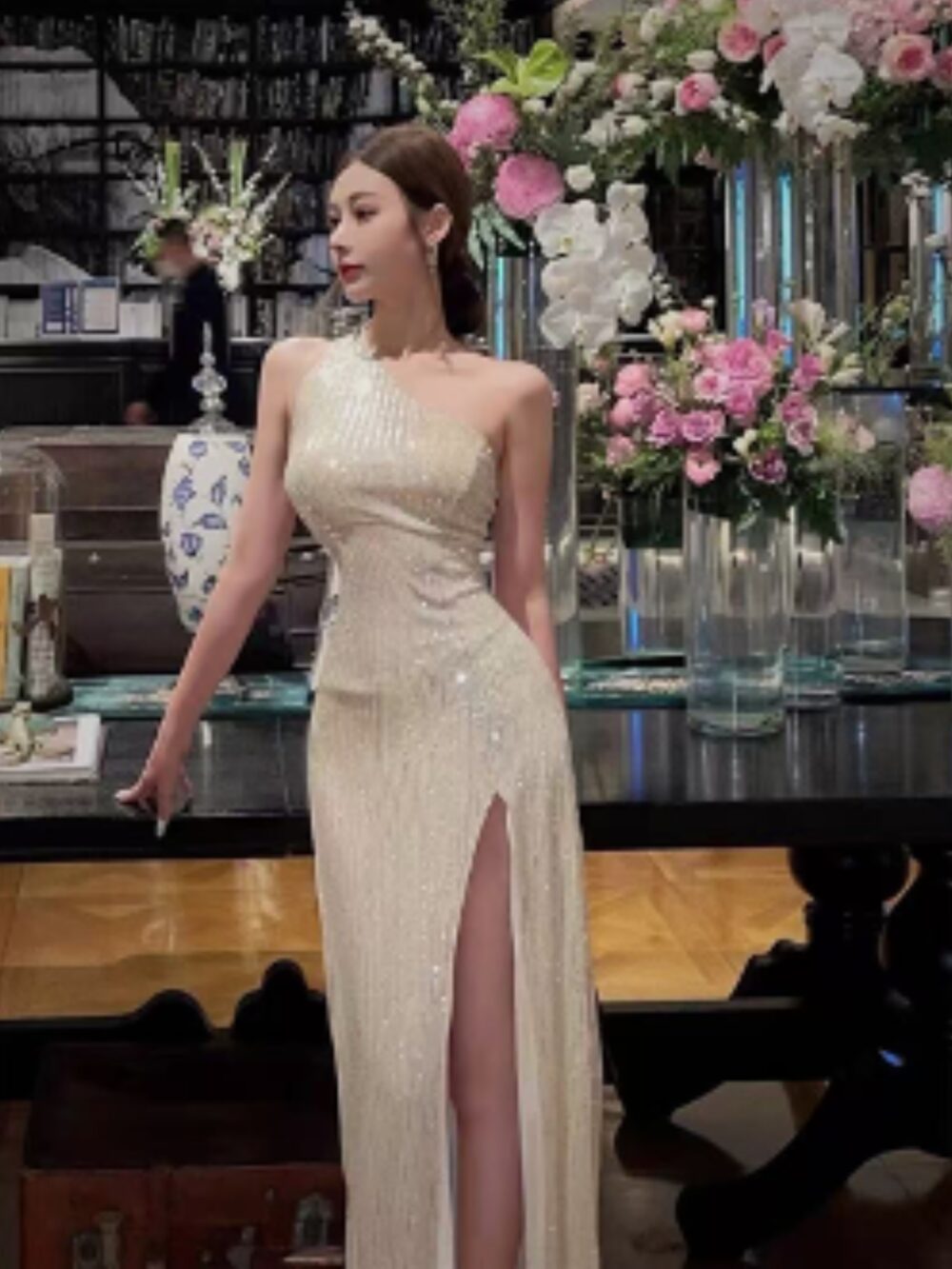 GILDED GLAMOUR ONE-SHOULDER SEQUIN GOWN - Image 3