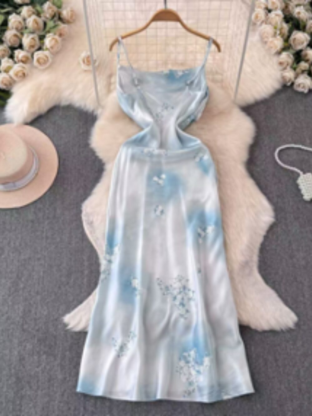 MISTY BLOOM WATERCOLOR SATIN SLIP DRESS - Image 2