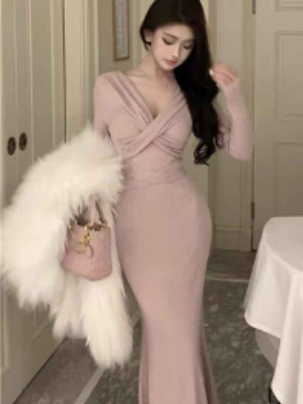 IVORY EMBRACE DRAPED GOWN - Image 2