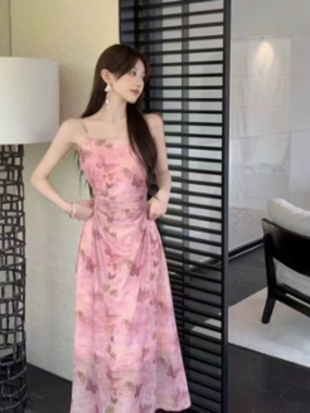 LAVENDER BUFFERFLY PRINT MESH MAXI DRESS - Image 5