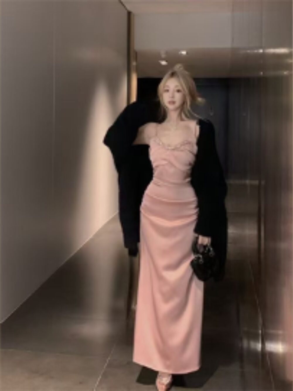 LUSTRE TRIM SATIN GOWN - Image 3