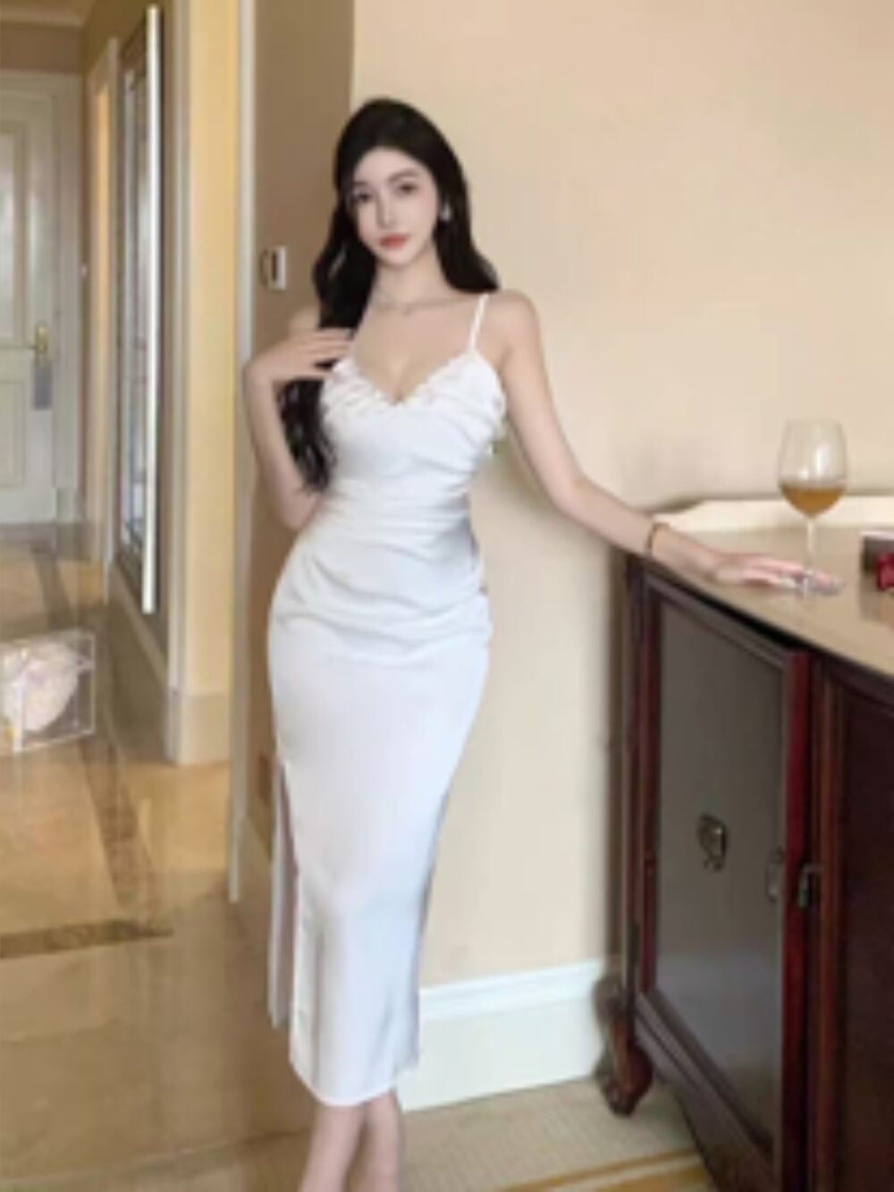 LUSTRE TRIM SATIN GOWN - Image 4