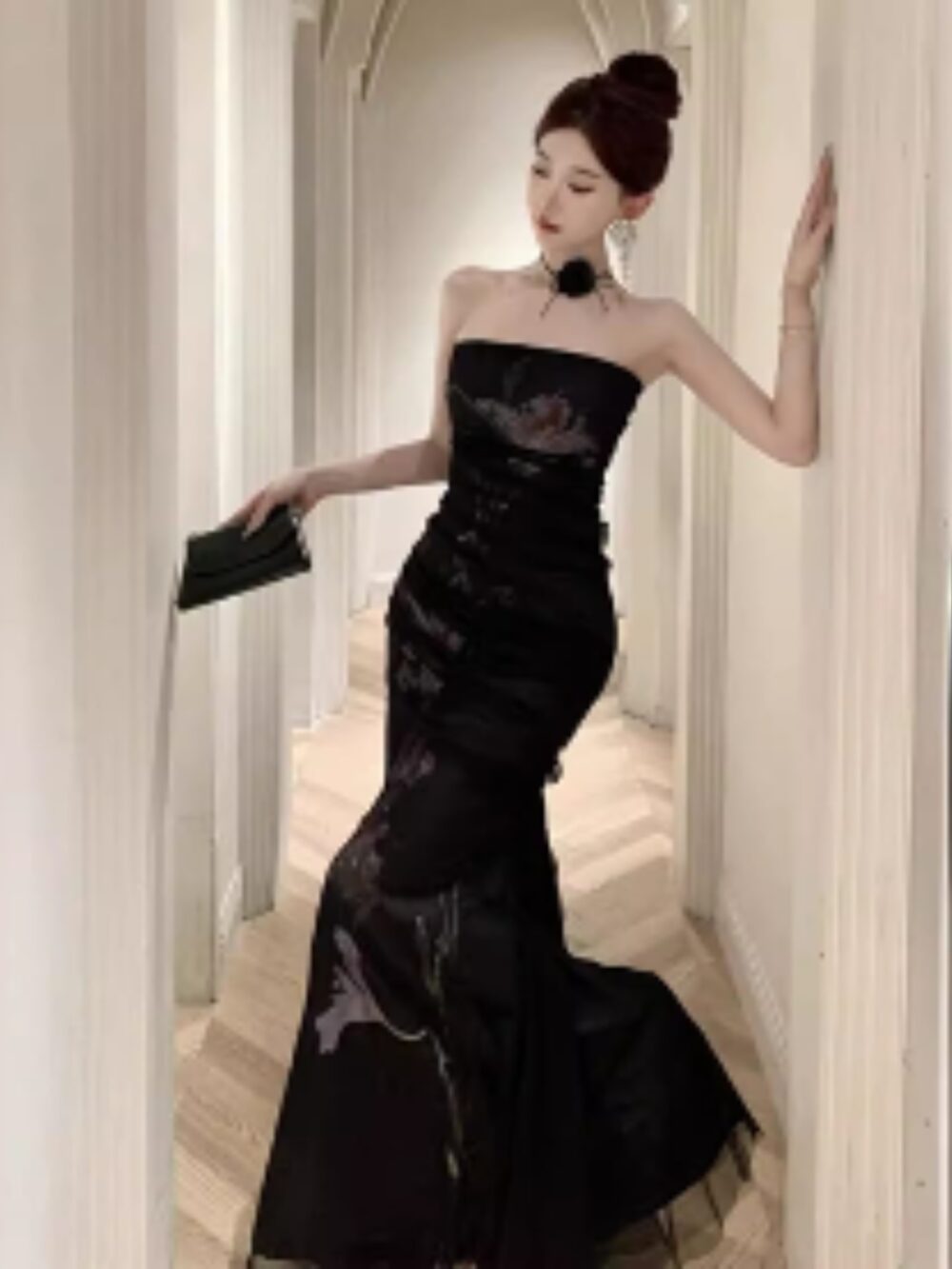MIDNIGHT BLOOM STRAPLESS TULLE GOWN - Image 3