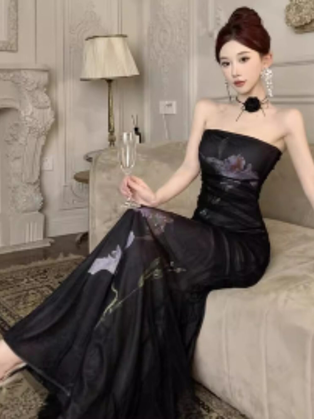 MIDNIGHT BLOOM STRAPLESS TULLE GOWN - Image 4