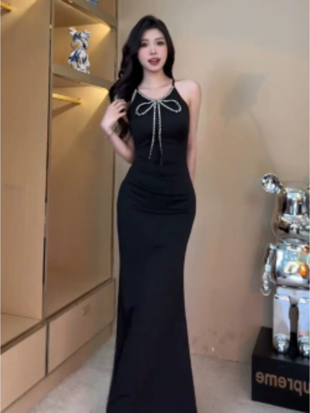 MIDNIGHT LUXE STRAP VELVET DRESS - Image 2