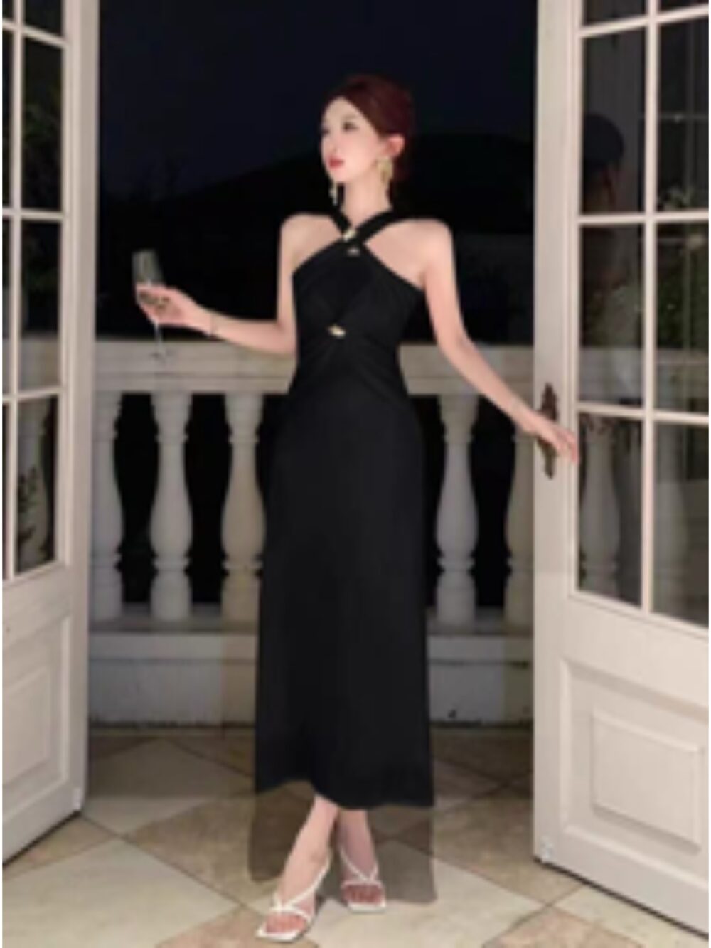 MIDNIGHT TWIST HALTER COLUMN DRESS - Image 3