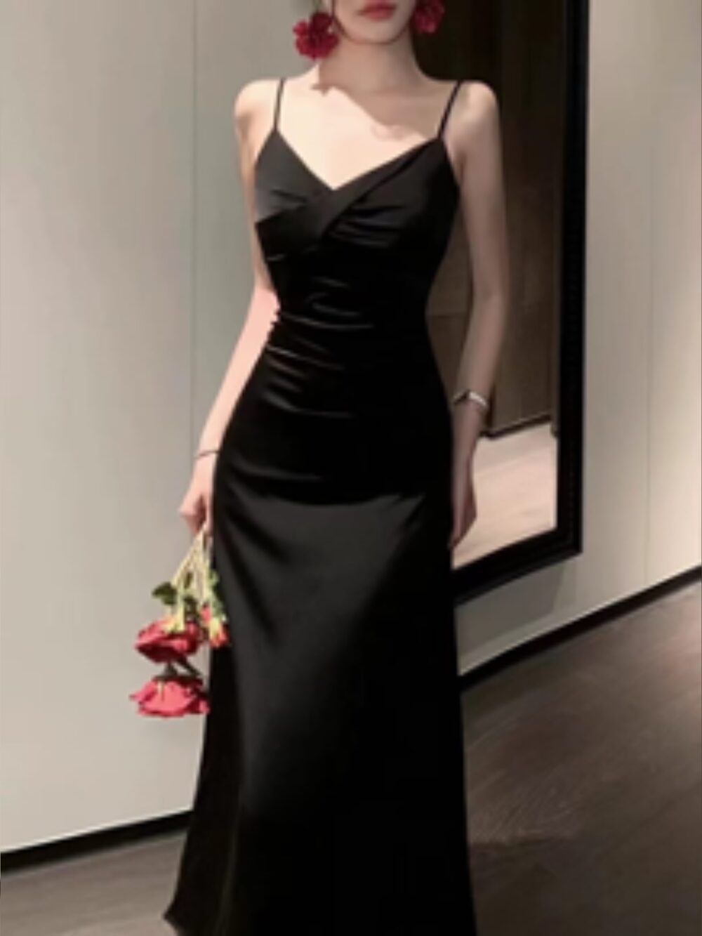 MOONLIGHT DRAPE SATIN SLIP DRESS - Image 2