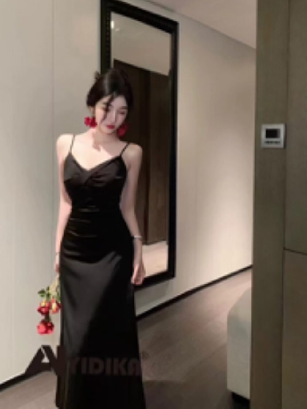 MOONLIGHT DRAPE SATIN SLIP DRESS - Image 3