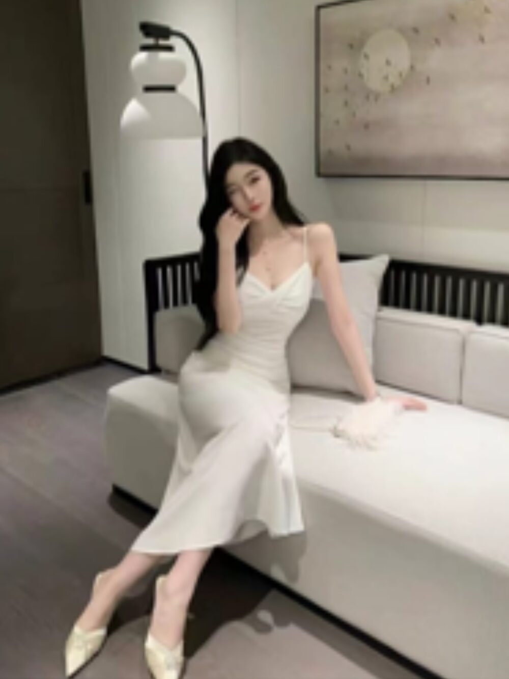 MOONLIGHT DRAPE SATIN SLIP DRESS - Image 5