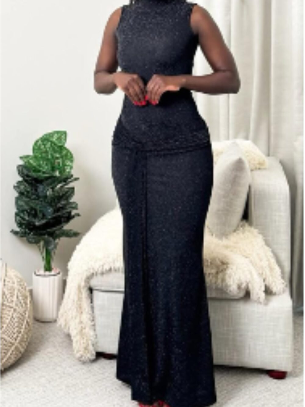 NOIR RADIANCE HIGH-NECK GOWN - Image 2