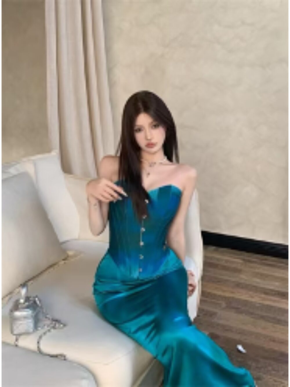 OCEAN SIREN SATIN CORSET GOWN - Image 3
