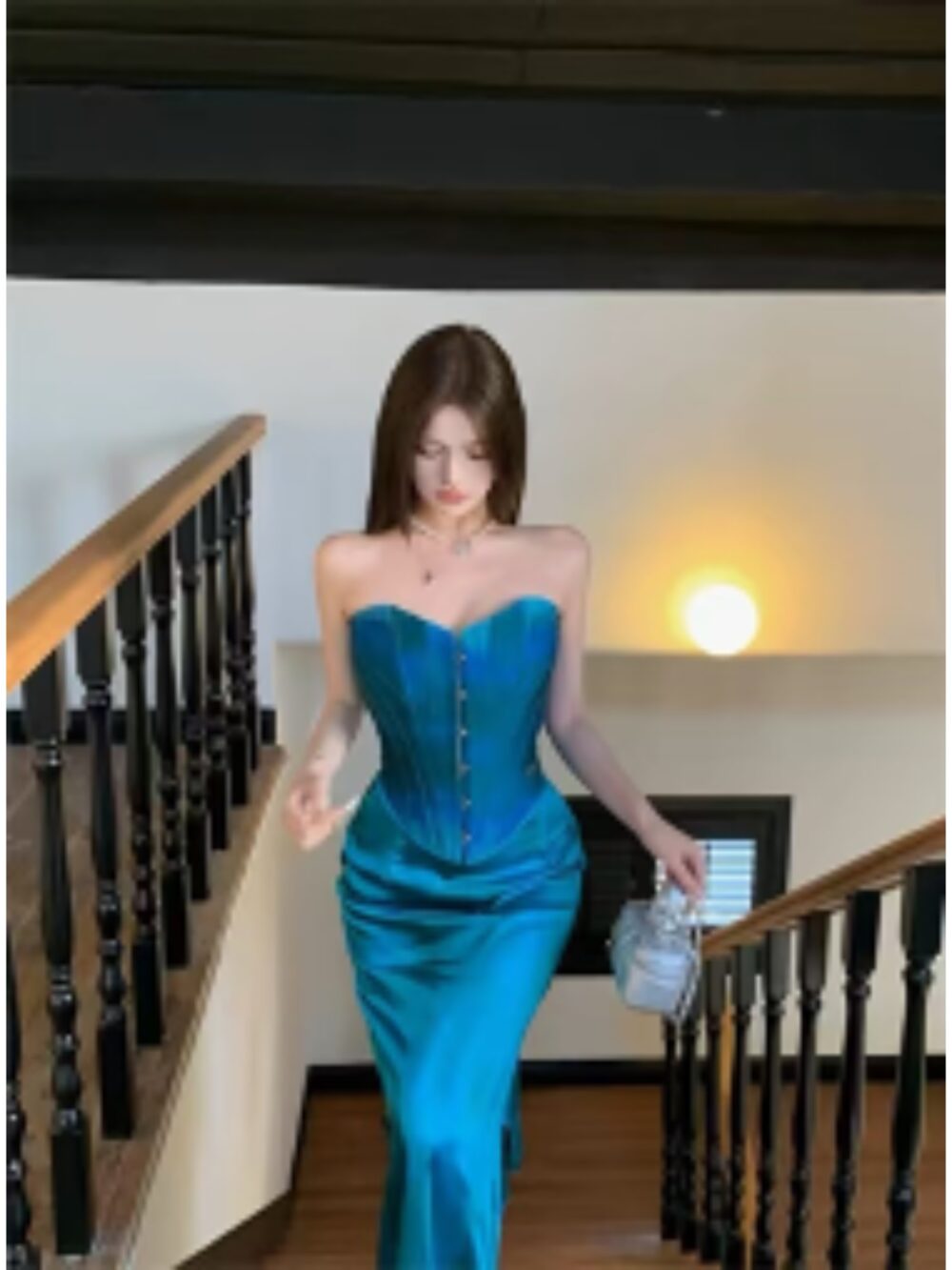 OCEAN SIREN SATIN CORSET GOWN - Image 4