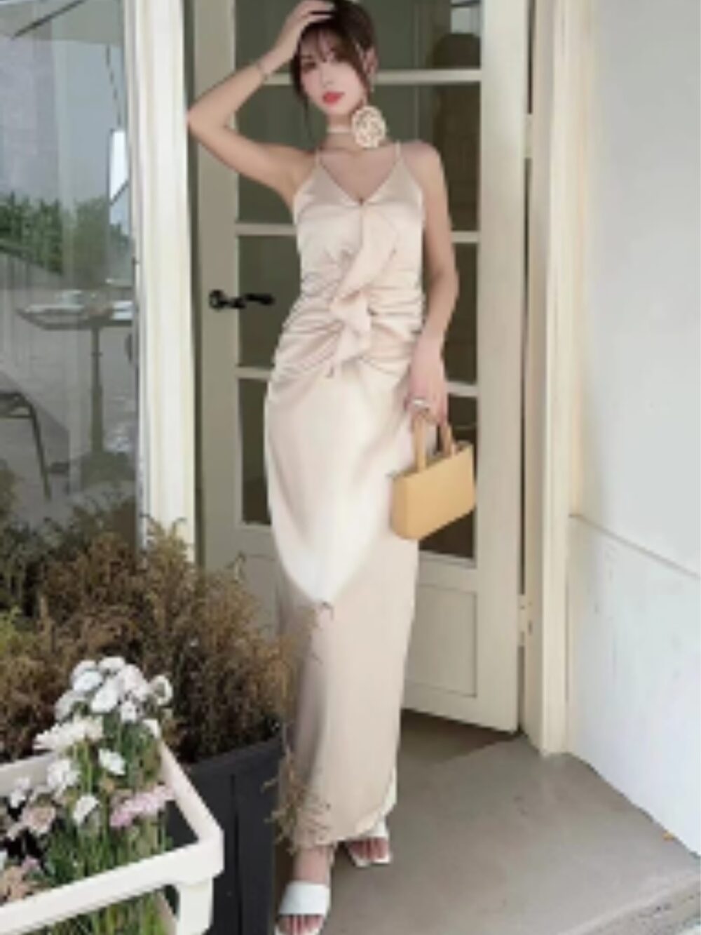 PETAL DRAPE SATIN GOWN - Image 4