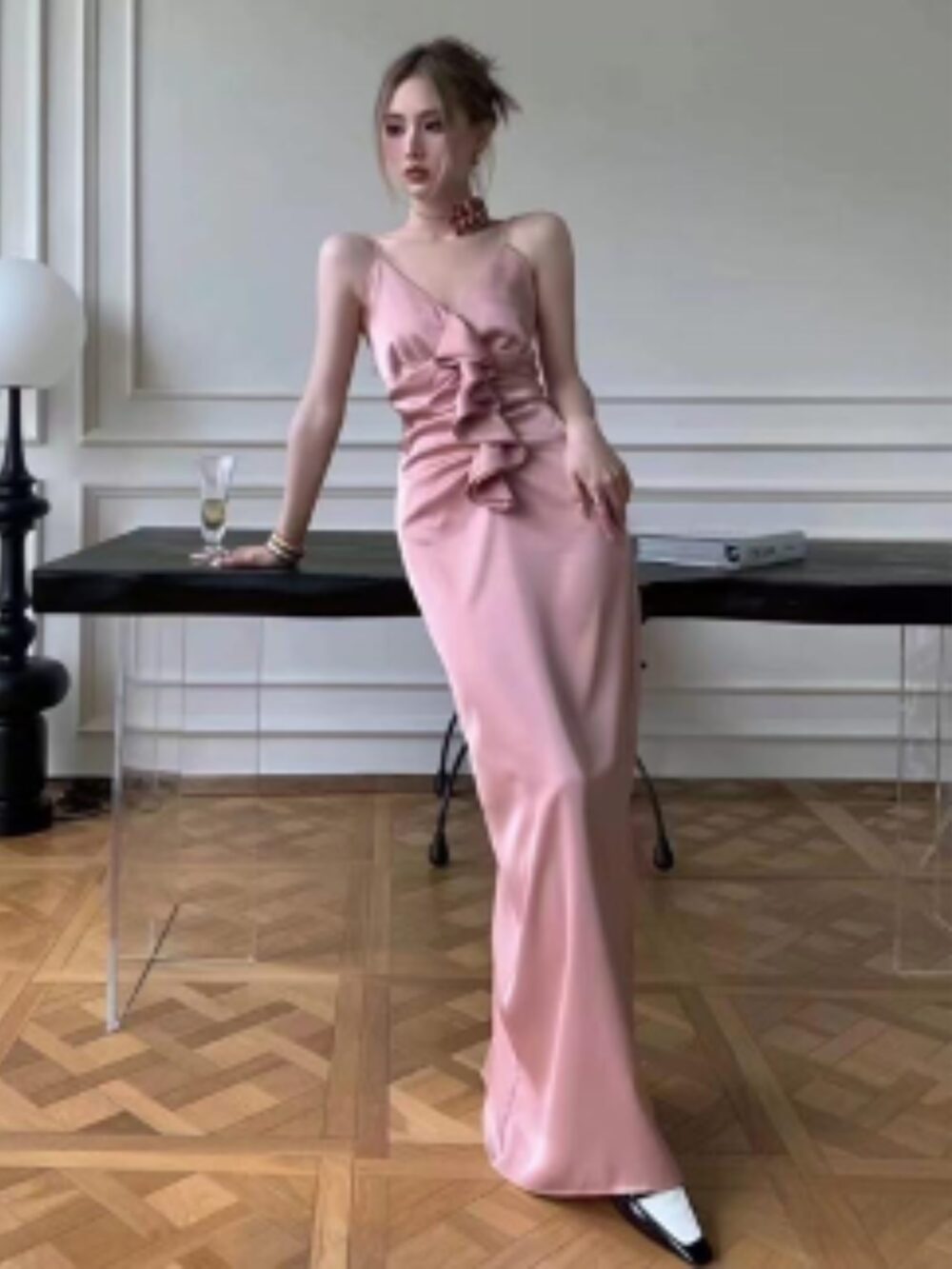 PETAL DRAPE SATIN GOWN - Image 3