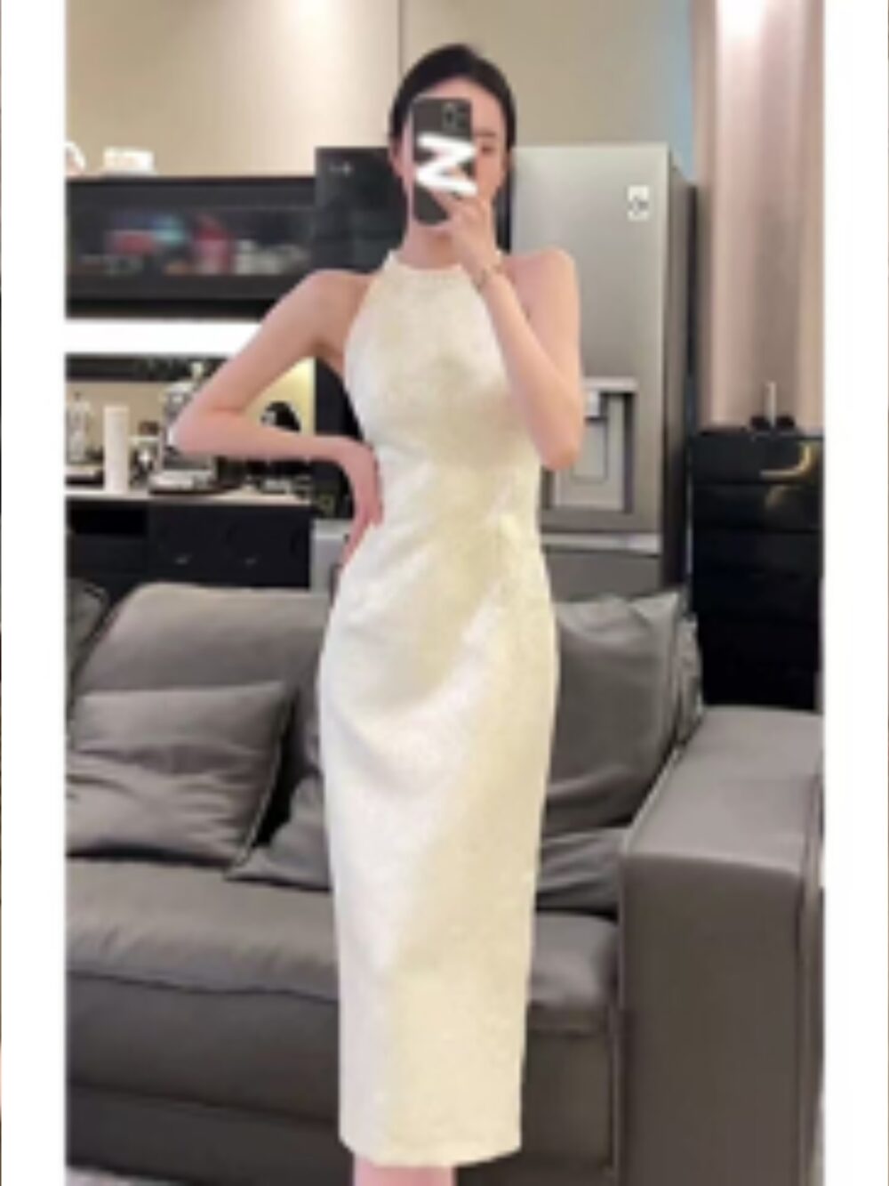 ROYALE EMBELLISHED HALTER MERMAID DRESS - Image 4