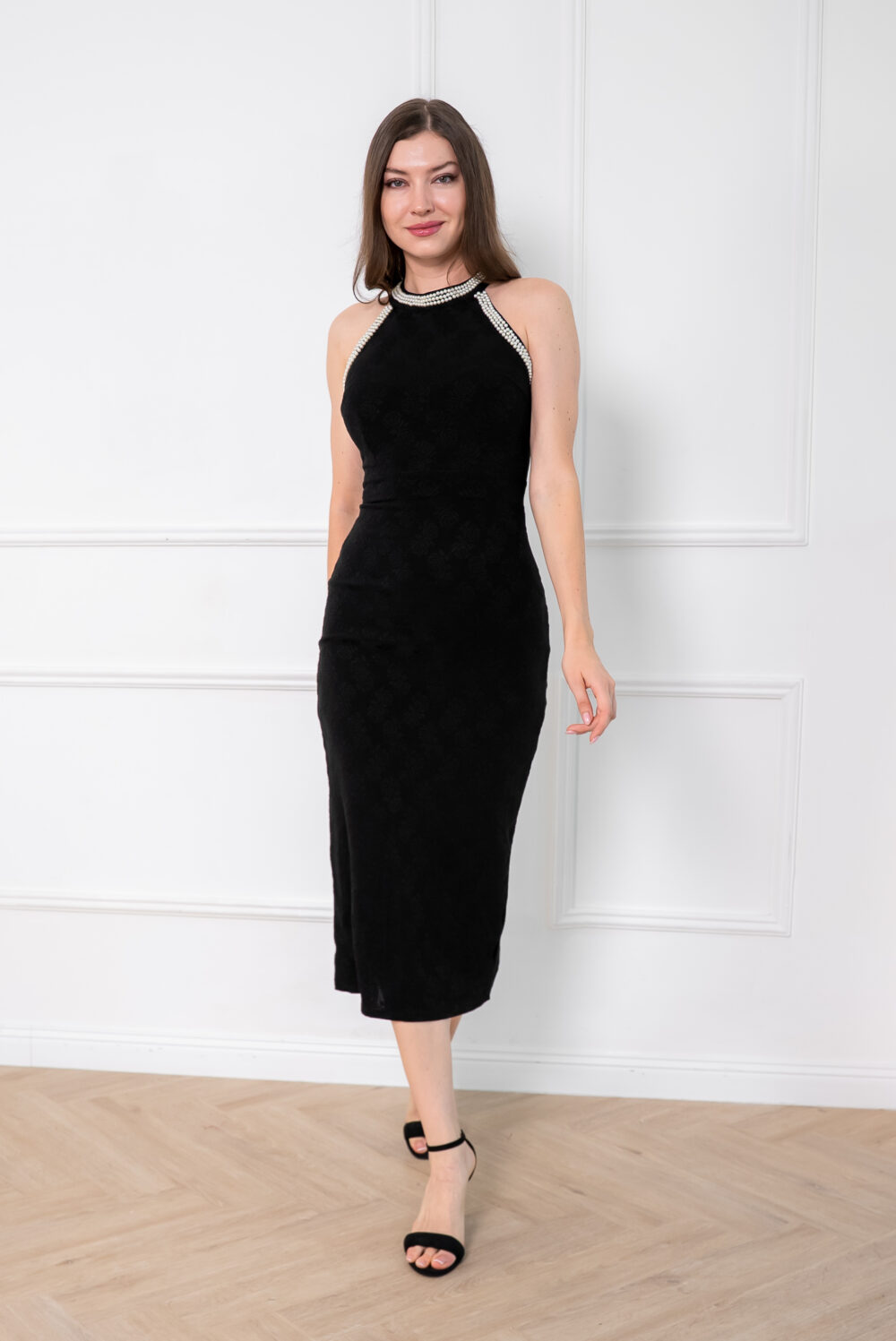 ROYALE EMBELLISHED HALTER MERMAID DRESS