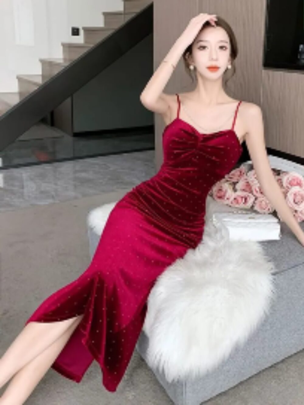 RUBY VELVET SPARKLE GOWN - Image 2