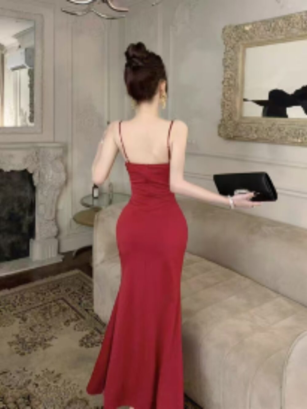 SCARLET DESIRE SPAGHETTI STRAP SLIT GOWN - Image 3
