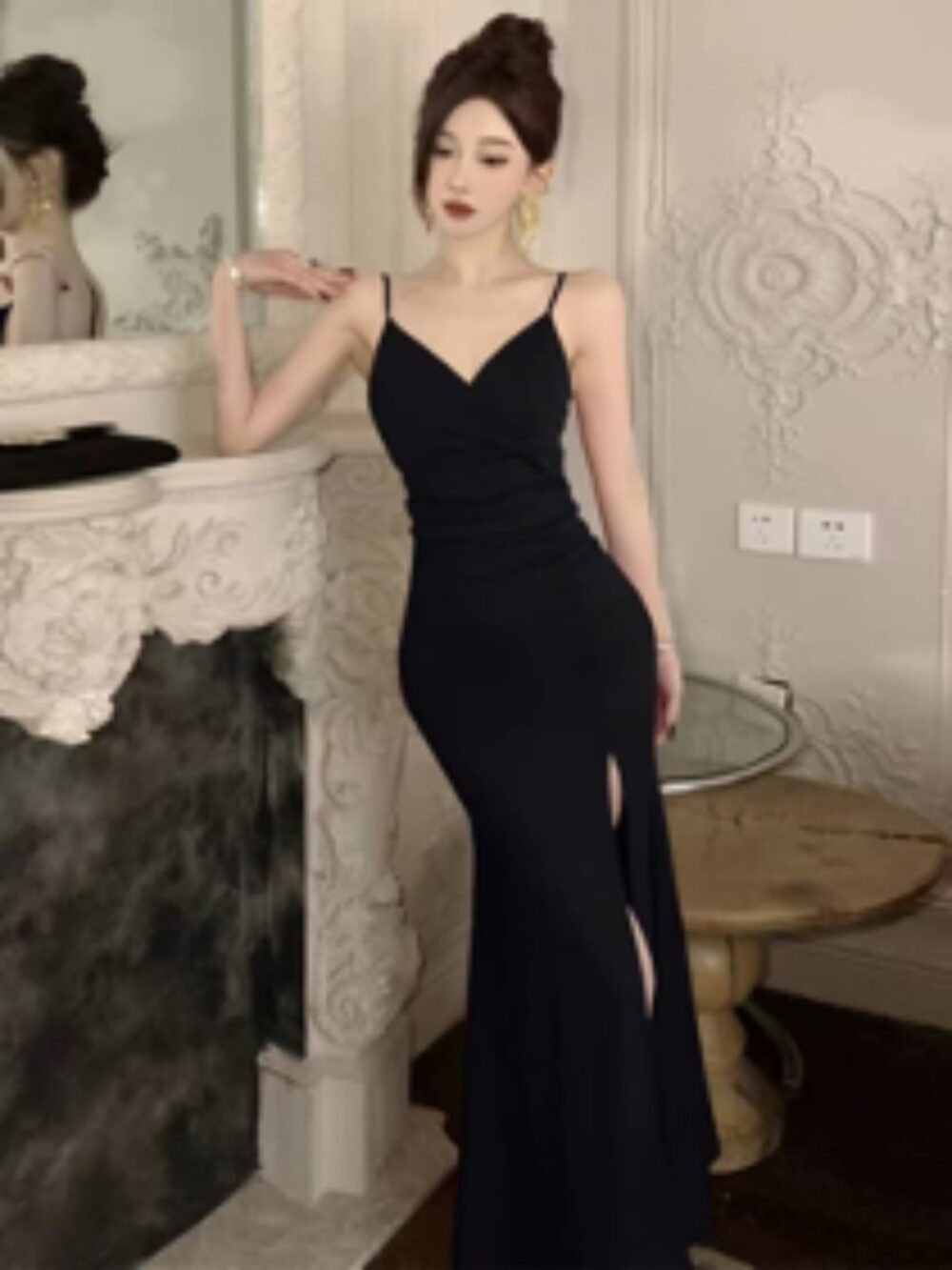 SCARLET DESIRE SPAGHETTI STRAP SLIT GOWN - Image 4
