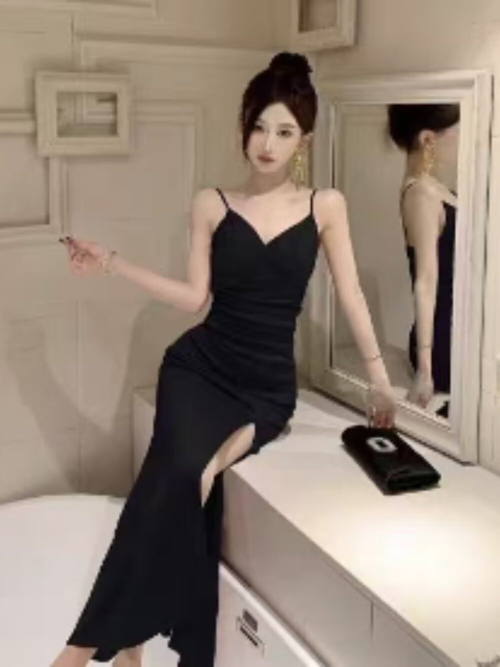 SCARLET DESIRE SPAGHETTI STRAP SLIT GOWN - Image 5