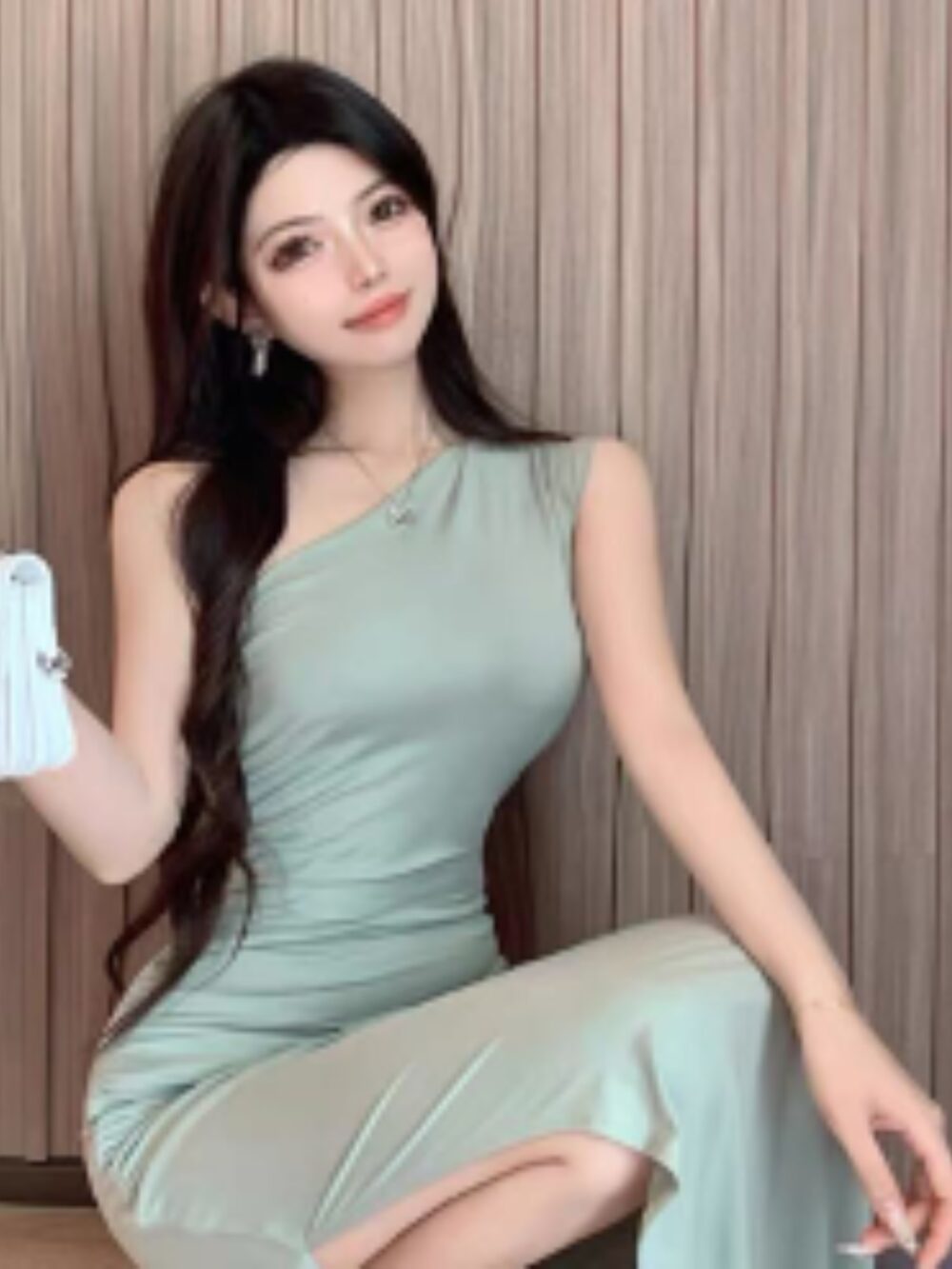 SEA FOAM GRACE ONE-SHOULDER GOWN - Image 2