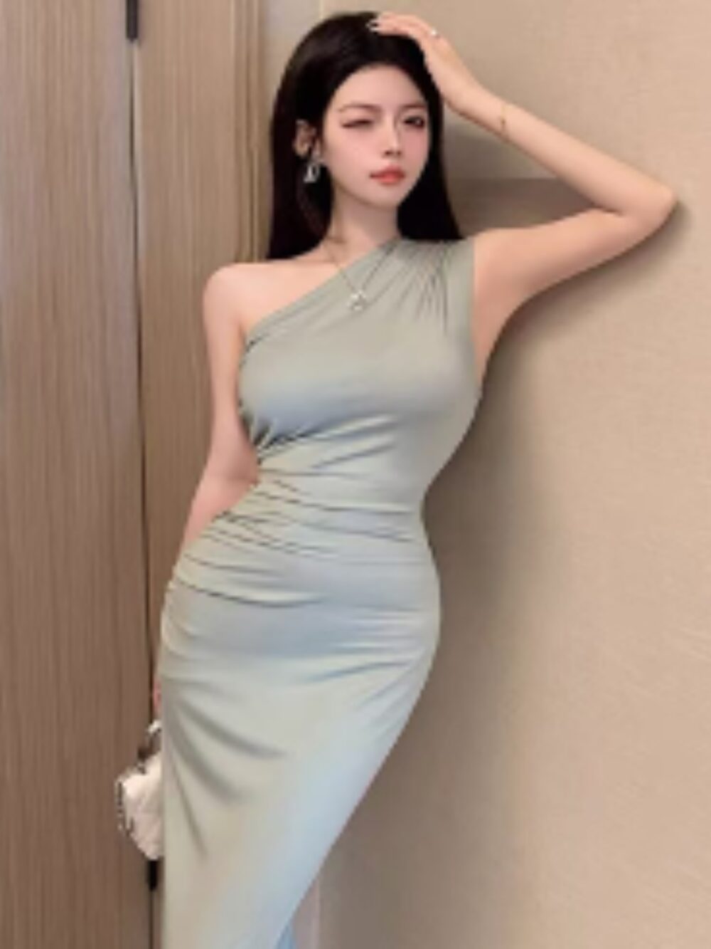 SEA FOAM GRACE ONE-SHOULDER GOWN - Image 3