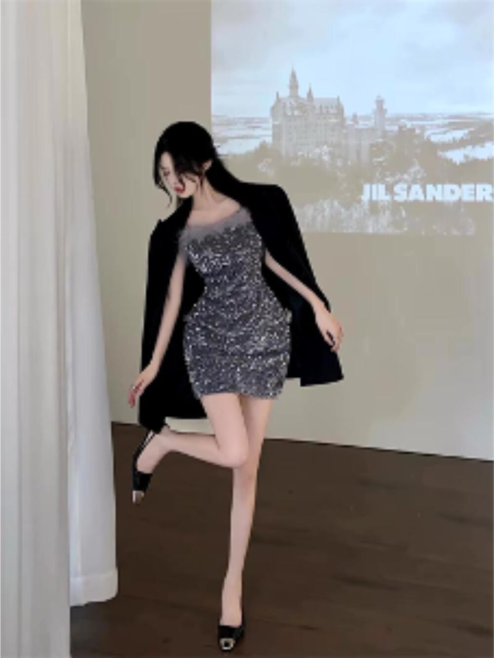STARLIGHT SEQUIN FEATHER MINI DRESS - Image 5