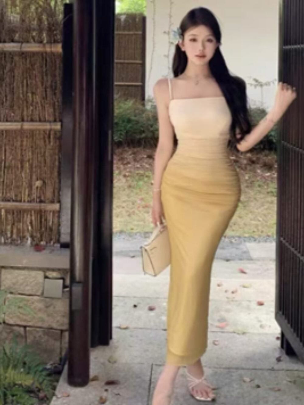 SUNSET BLOOM TWO-TONE BODYCON DRESS - Image 3