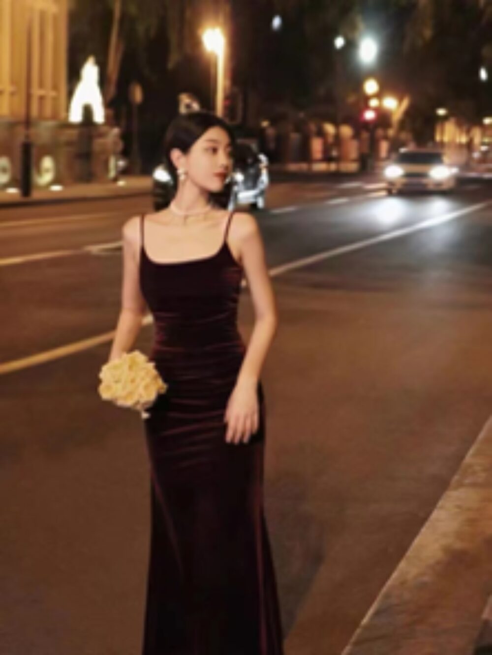 VELVET ELEGANCE SPAGHETTI STRAP GOWN - Image 3
