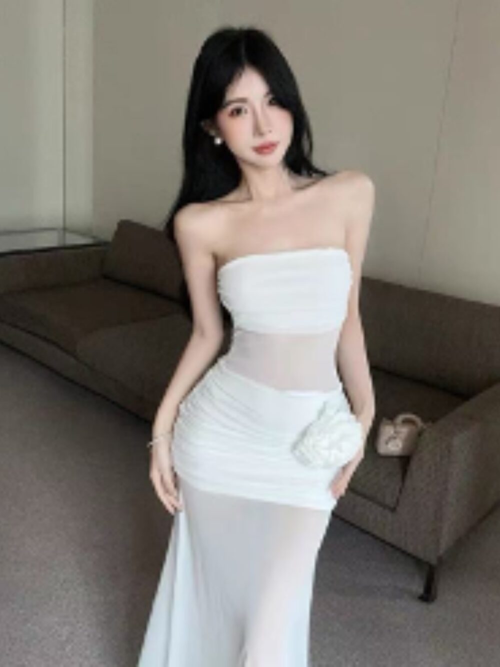 WHISPER SHEER PANEL GOWN - Image 3