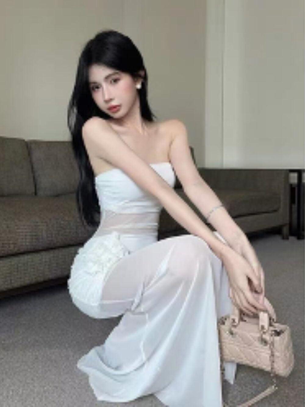 WHISPER SHEER PANEL GOWN - Image 4